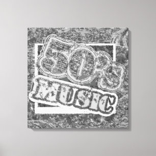 Muziek van de Vintage 50 - Gewikkeld Canvas Afdruk