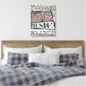 Muziek van de Vintage 80 - Gewikkeld Canvas Afdruk (Insitu (Slaapkamer))