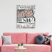 Muziek van de Vintage 80 - Gewikkeld Canvas Afdruk (Insitu (Woonkamer))