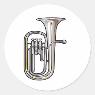 muziek van euphonium brass realistisch.png ronde sticker