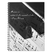 Muziek van het leven: Pianotoetsen en notities Notitieboek (Voorkant)