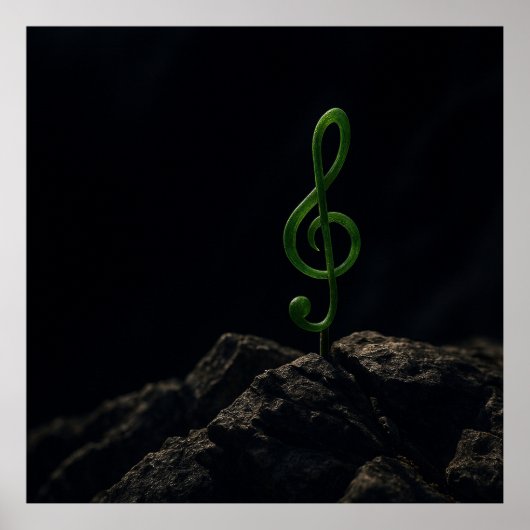 Muziek van het leven - Treble Clef Plant op een Ro Poster (Voorkant)