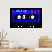 Muziek van het oude schoolhuis inspireerde blauwe  poster (Keuken)