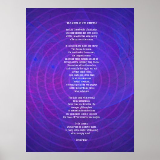 Muziek van het universum Poster (Voorkant)