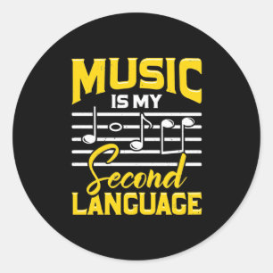 Muziek van leraar is mijn tweede taal ronde sticker