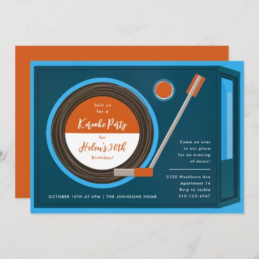 Muziek van Record Player op feestdag Kaart (Voorkant / Achterkant)