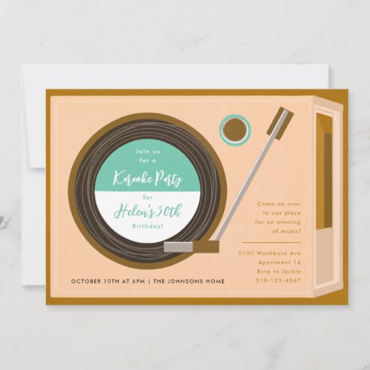 Muziek van Record Player op feestdag Kaart (Voorkant)