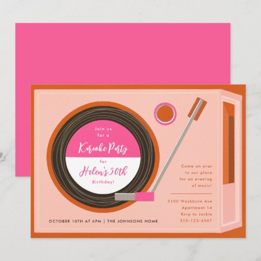 Muziek van Record Player op feestdag Kaart (Voorkant / Achterkant)