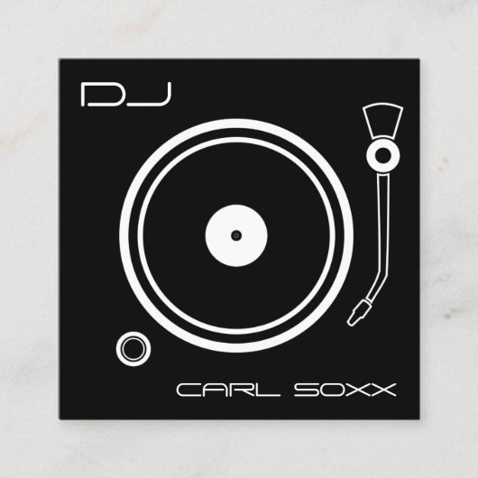 Muziek van vinylspeler, zwart vierkante visitekaartje (Voorkant)