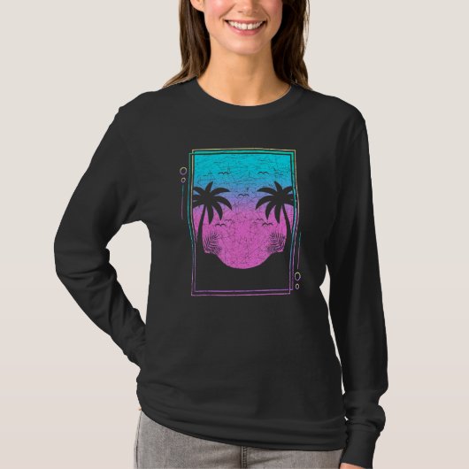 Muziek Vaporwave esthetische palm Trees Sunrise V T-shirt (Voorkant)