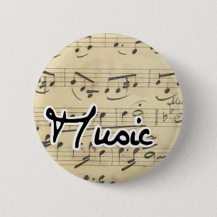 Muziek -  vel muziek ronde button 5,7 cm