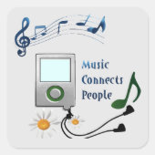 Muziek verbindt mensen vierkante sticker (Voorkant)