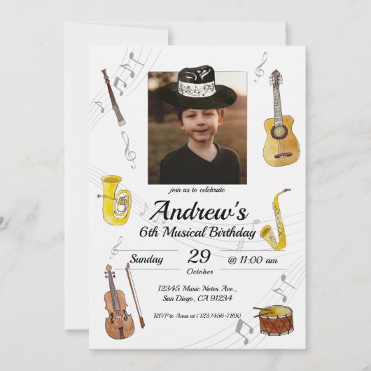 Muziek Verjaardag Kaart (Voorkant)