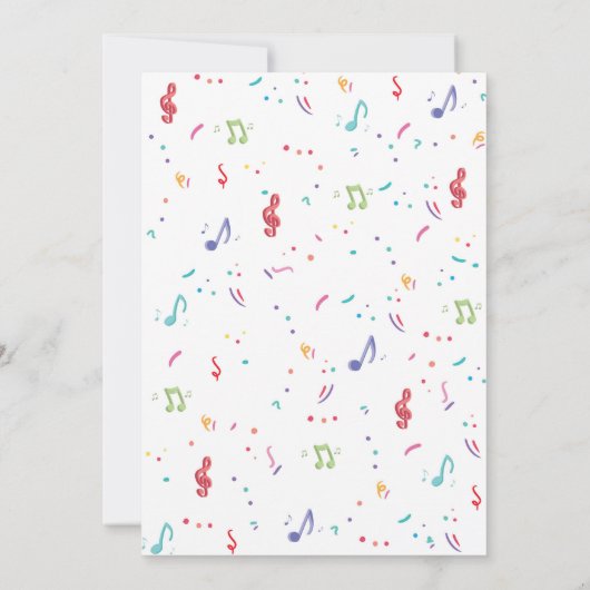 Muziek verjaardagsuitnodiging. Meisje verjaardag Kaart (Achterkant)