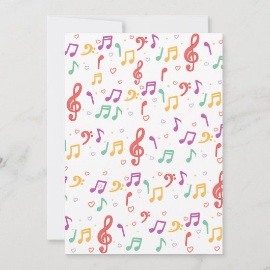 Muziek verjaardagsuitnodiging. Meisje verjaardag Kaart (Achterkant)