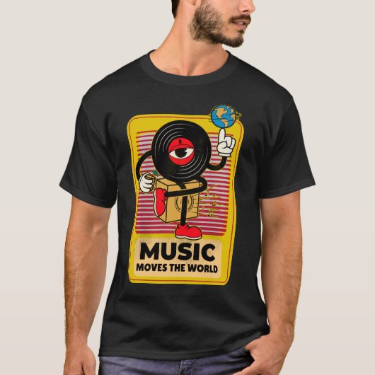 Muziek verplaatst de wereld  kunst t-shirt (Voorkant)