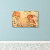  Muziek Victoriaans Angel Musicians Flute Harp Canvas Afdruk (Insitu (Houten vloer))