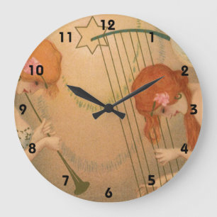 Muziek Victoriaans Angel Musicians Flute Harp Grote Klok