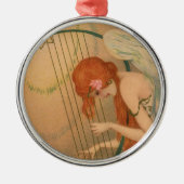 Muziek Victoriaans Angel Musicians Flute Harp Metalen Ornament (Voorkant)