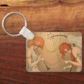  Muziek Victoriaans Angel Musicians Flute Harp Sleutelhanger (Achterkant)