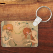 Muziek Victoriaans Angel Musicians Flute Harp Sleutelhanger (Voorkant)