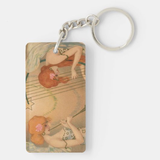  Muziek Victoriaans Angel Musicians Flute Harp Sleutelhanger (achterkant)