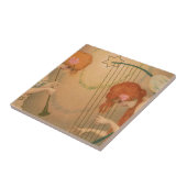 Muziek Victoriaans Angel Musicians Flute Harp Tegeltje (Zijkant)