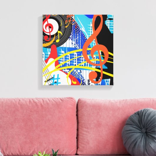 Muziek vieren canvas afdruk (Insitu (Woonkamer))