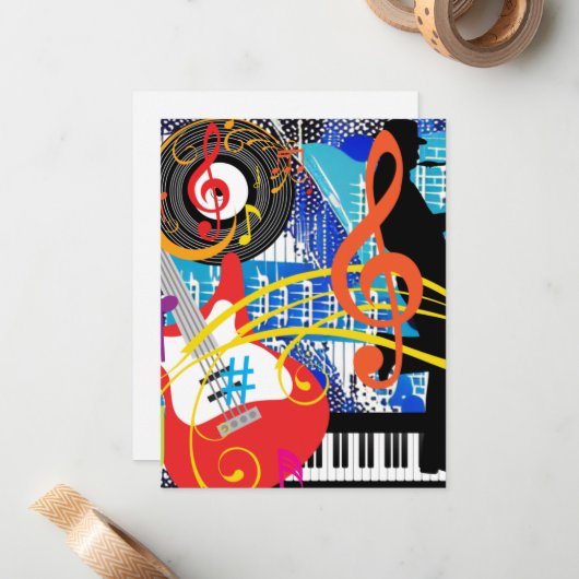 Muziek vieren notitiekaartje (Voorkant / Achterkant in situ)