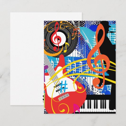 Muziek vieren notitiekaartje (Voorkant / Achterkant)