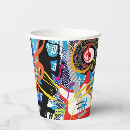 Muziek vieren papieren bekers (Voorkant)