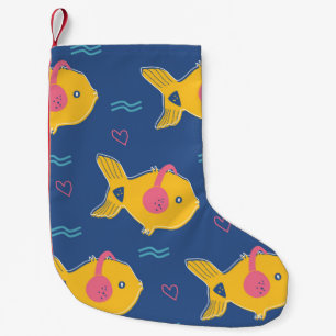 Muziek vigeert cartoon  naadloos patroon kleine kerstsok