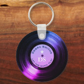 Muziek vinyl plaat paarse sleutelhanger (Voorkant)