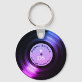 Muziek vinyl plaat paarse sleutelhanger (Achterkant)