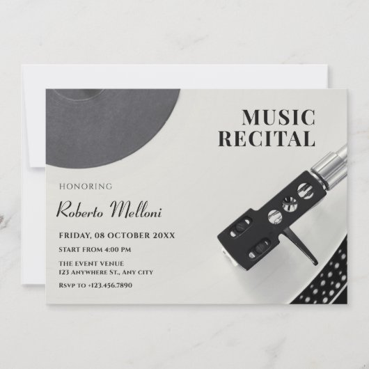Muziek vinyl recital kaart (Voorkant)