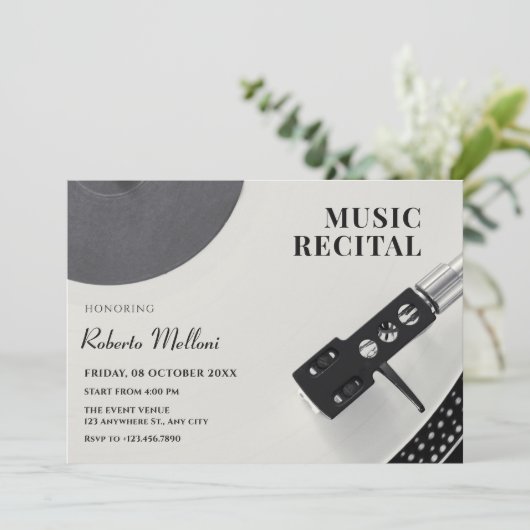 Muziek vinyl recital kaart (Staand voorkant)