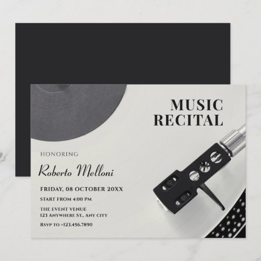 Muziek vinyl recital kaart (Voorkant / Achterkant)