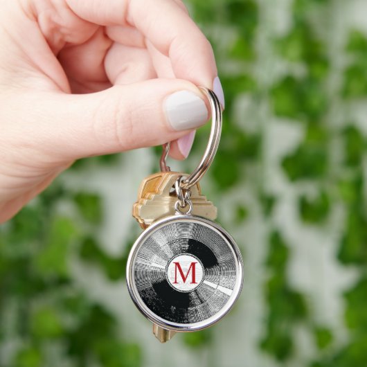 Muziek Vinyl Record  monogram Sleutelhanger (Hand)
