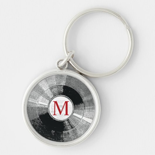 Muziek Vinyl Record  monogram Sleutelhanger (Voorkant)