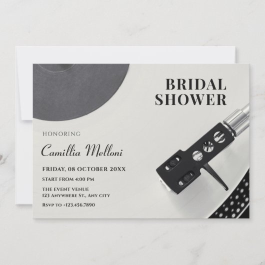 Muziek vinyl vrijgezellenfeest kaart (Voorkant)