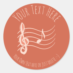 Muziek. Vioolsleutel & notitie A. Muzikant Gift Sj Ronde Sticker