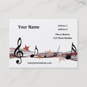 Muziek Visitekaartje - bruine Muzieknoten