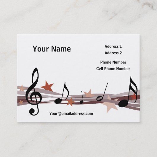 Muziek Visitekaartje - bruine Muzieknoten (Voorkant)