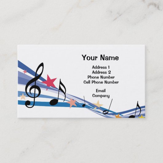 Muziek Visitekaartje - Colour Notes (Voorkant)