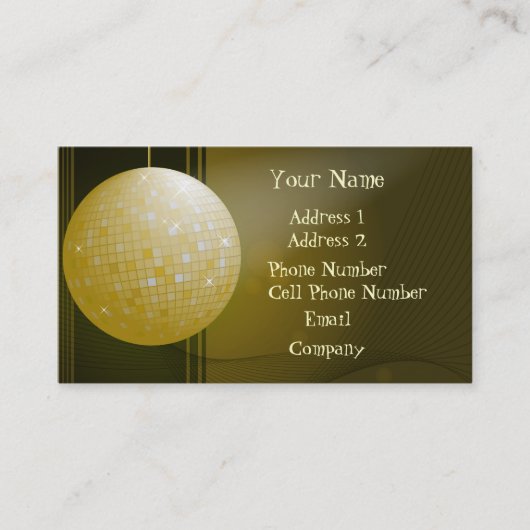 Muziek Visitekaartje - Gele Disco Ball (Voorkant)