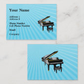 Muziek Visitekaartje - Piano - Blauw (Voorkant / Achterkant)