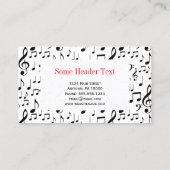 Muziek Visitekaartjes Muziek Docent Instructeur (Achterkant)