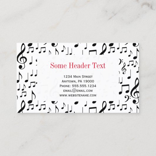 Muziek Visitekaartjes Muziek Docent Instructeur (Achterkant)