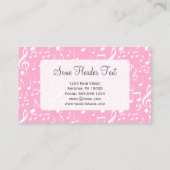 Muziek Visitekaartjes Roze leraar musicus Singer (Achterkant)