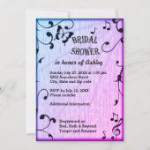 Muziek vlinder bladeren blauw & Paarse hout bruilo Kaart (Voorkant)